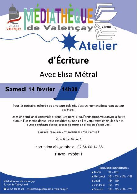 affiche atelier d'écriture